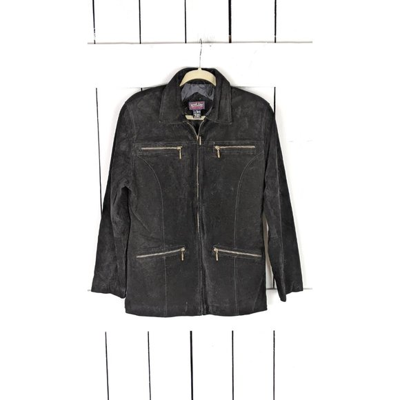 Jessi Lee black suede leather zipper jacket medium - Picture 4 of 5
